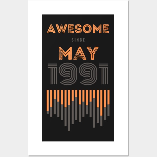 Awesome Since May 1991, 30 years old, 30th Birthday Gift Wall Art by LifeSimpliCity